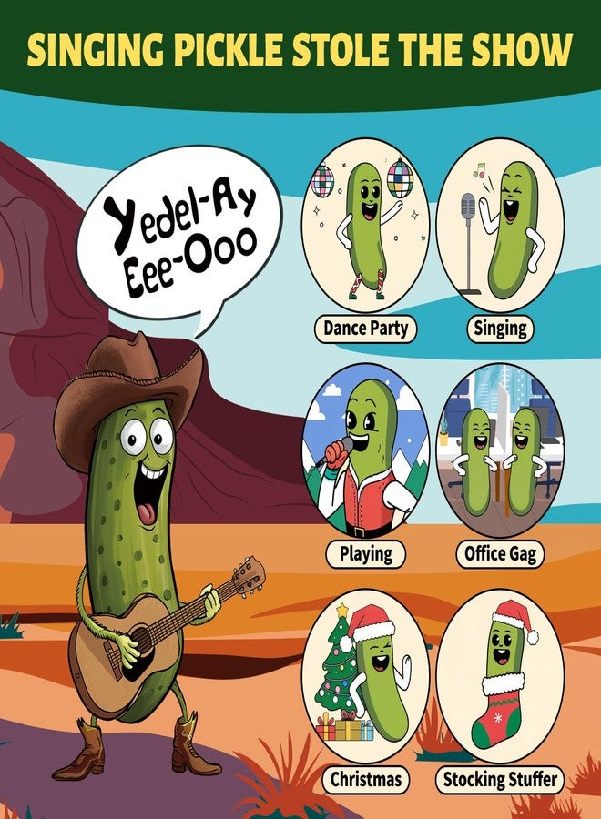 A AIFAMY Pickle That Yodels- Singing Cucumber Toy - Funny Gag Gift Idea for Adults Friends and Family, Includes Batteries - Image 4